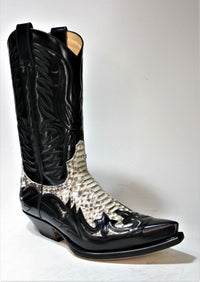 3241 Sendra cowboy boots Flor. Black Python Natural