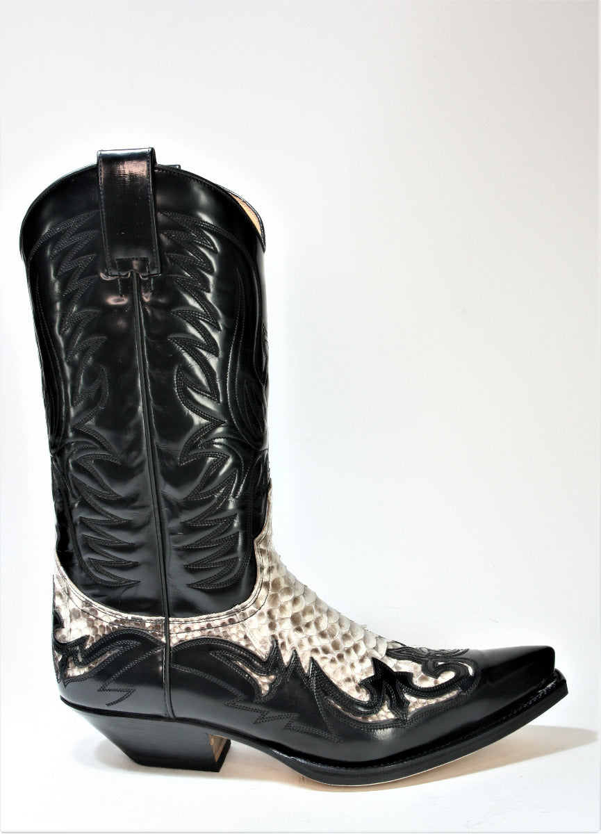 3241 Sendra cowboy boots Flor. Black Python Natural