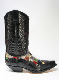 3241 Sendra cowboy boots Flor. Negro Python Patchwork small