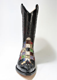 3241 Sendra cowboy boots Flor. Negro Python Patchwork small