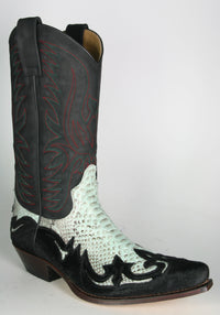 3241 Cowboy boots Sendra Pelo Negro Python Turquesa