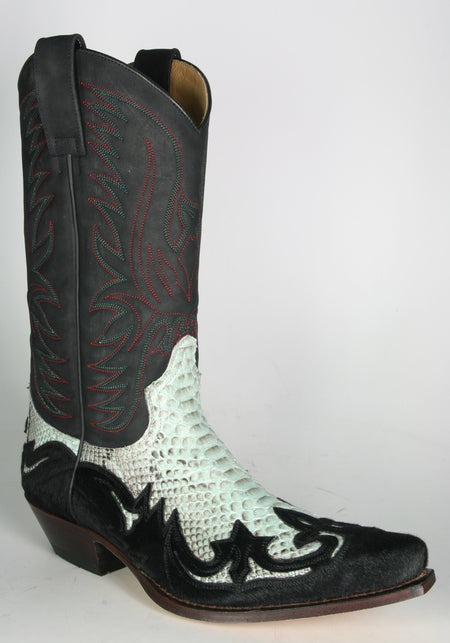 3241 Cowboy boots Sendra Pelo Negro Python Turquesa