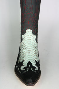 3241 Cowboy boots Sendra Pelo Negro Python Turquesa