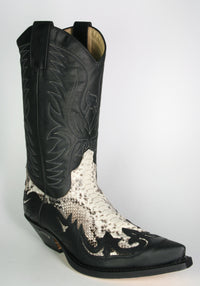 3241 Cowboy boots Sendra IBIZA black Python Natural