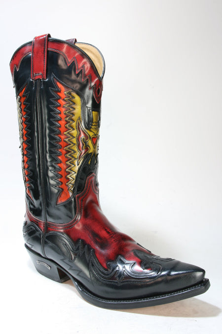 3840 Sendra Boots Cowboystiefel Flor. Negro Flor. Rojo