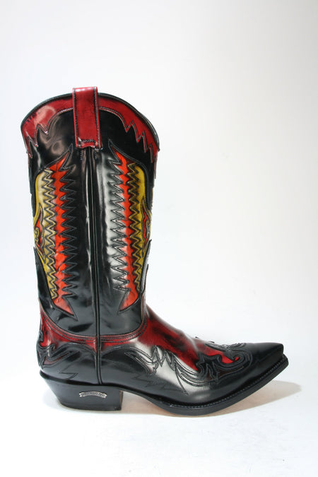 3840 Sendra Boots Cowboystiefel Flor. Negro Flor. Rojo