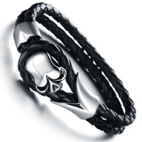 LB114 Lederarmband Black skull