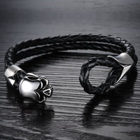 LB114 Lederarmband Black skull
