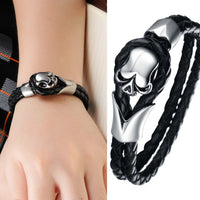 LB114 Lederarmband Black skull