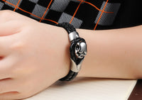 LB114 Lederarmband Black skull