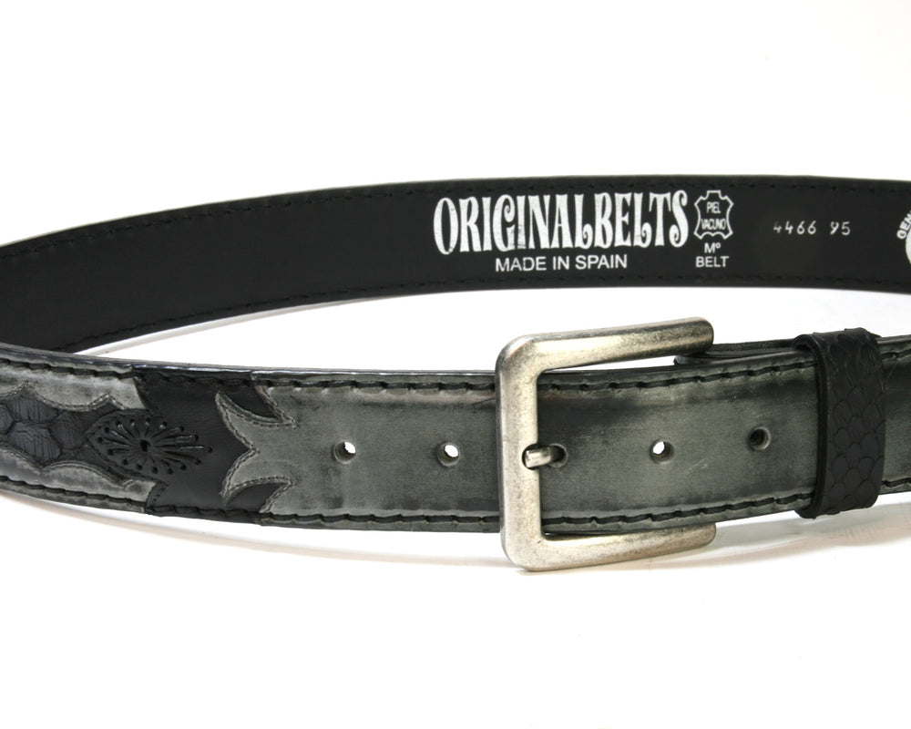 4466 Leather belt Evonne Gris Python Negro