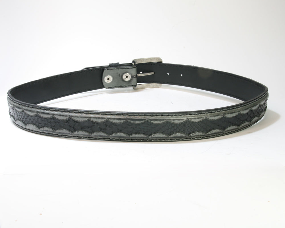 4466 Leather belt Evonne Gris Python Negro
