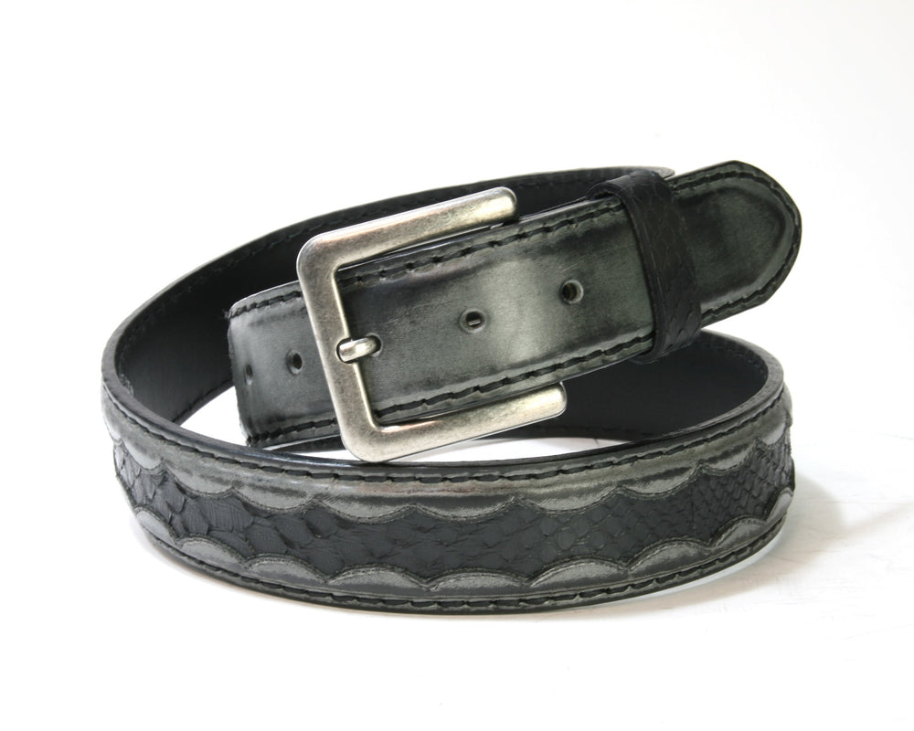 4466 Leather belt Evonne Gris Python Negro