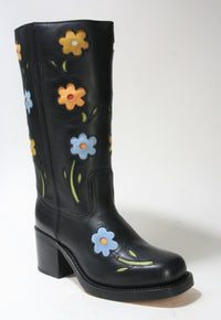 4755 Sendra Stiefel TOLEDO Negro Flowerpower