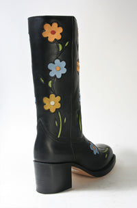 4755 Sendra Stiefel TOLEDO Negro Flowerpower
