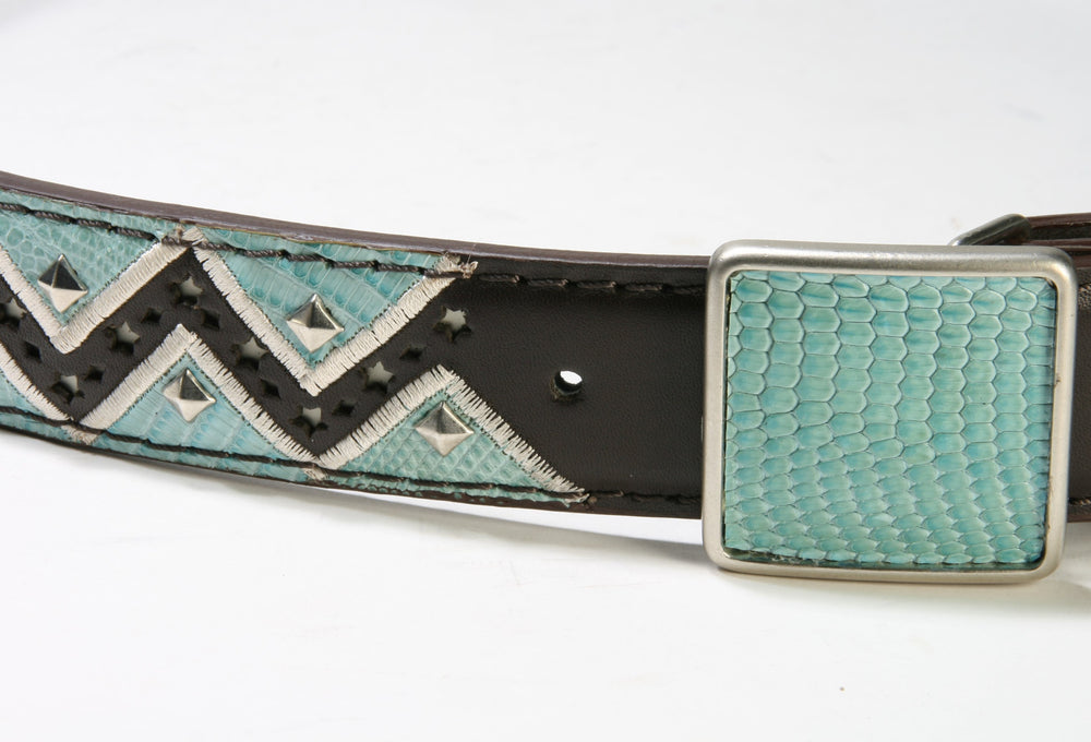 4998 Original Belts Belt Marron Lizard Turquoise