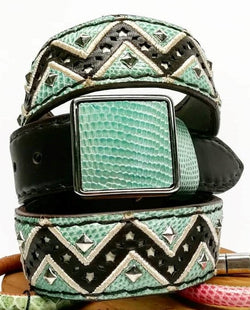 4998 Original Belts Belt Marron Lizard Turquoise