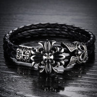 LB112 Lederarmband Black Lilie