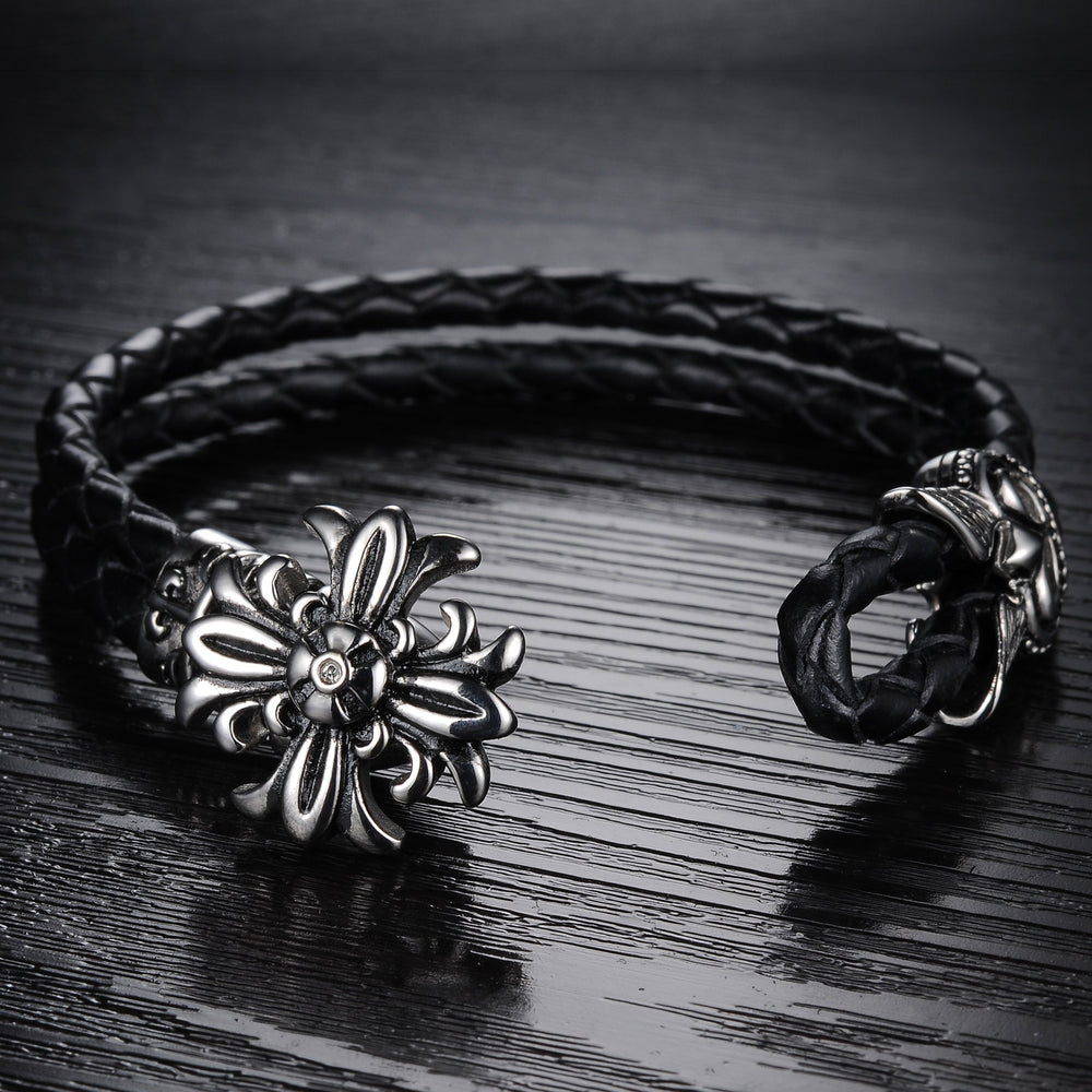 LB112 Lederarmband Black Lilie