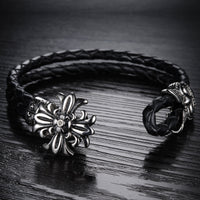 LB112 Lederarmband Black Lilie