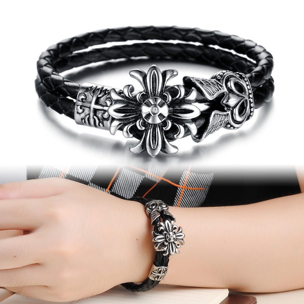 LB112 Lederarmband Black Lilie
