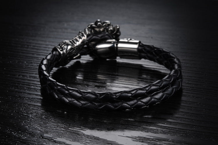LB112 Lederarmband Black Lilie