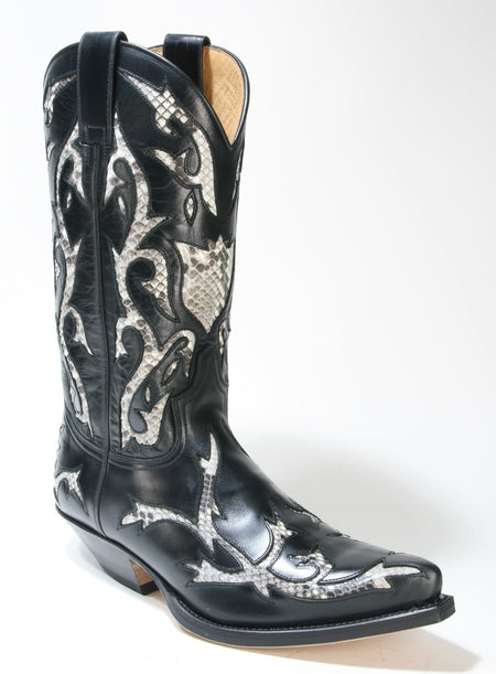 5059 Sendra Boots Cowboy boots Ciclon Negro Python Blanco
