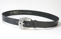 529 Vittozzi leather belt black western buckle