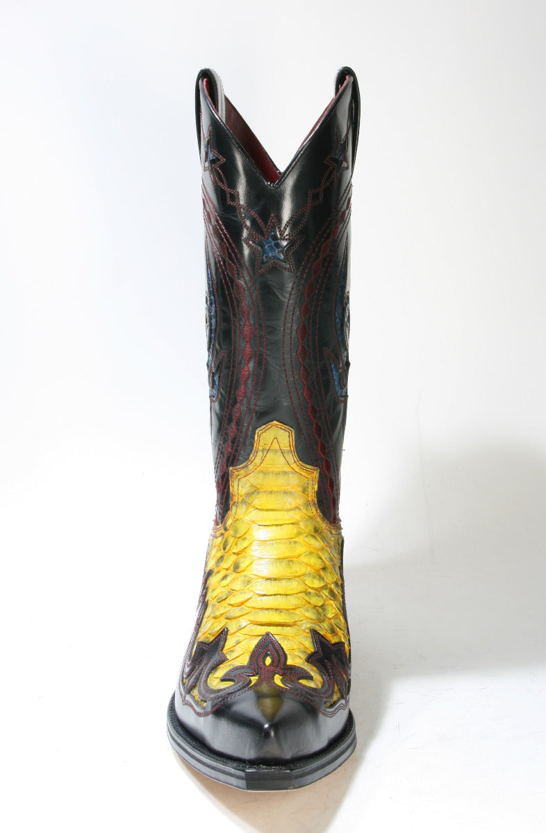 6033 Sendra Boots Flora Negro Python Amarillo