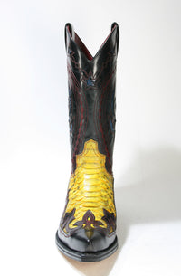 6033 Sendra Boots Flora Negro Python Amarillo