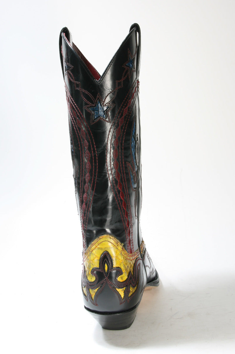 6033 Sendra Boots Flora Negro Python Amarillo