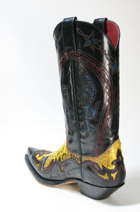 6033 Sendra Boots Flora Negro Python Amarillo