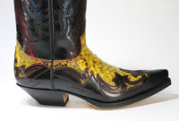 6033 Sendra Boots Flora Negro Python Amarillo