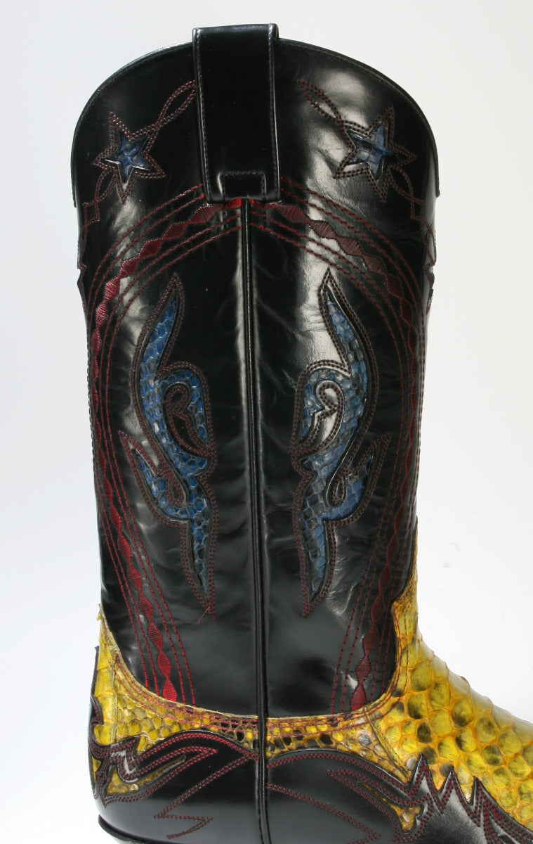 6033 Sendra Boots Flora Negro Python Amarillo