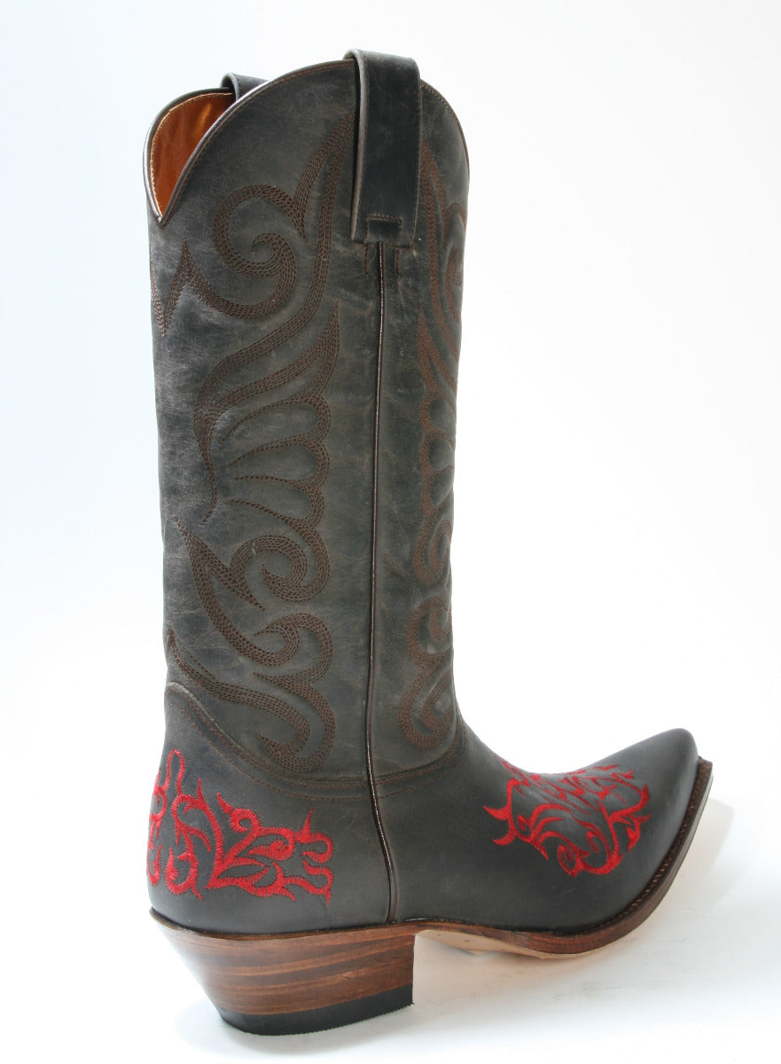 6056 Sendra Cowboystiefel JAVI Mad Dog Grafit rote Nähte