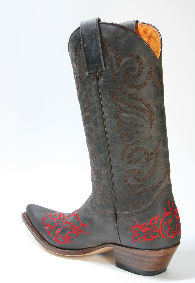 6056 Sendra Cowboystiefel JAVI Mad Dog Grafit rote Nähte