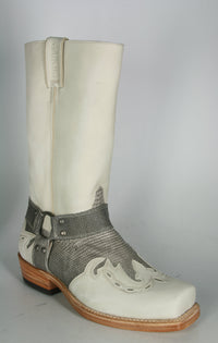 6074 Sancho Biker Boots Antique Linen Lizard Grey