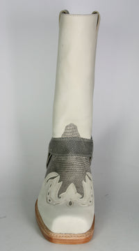 6074 Sancho Biker Boots Antique Linen Lizard Grey