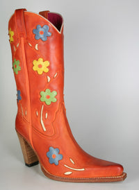 6349 Sendra Cowboystiefel Orange Flower