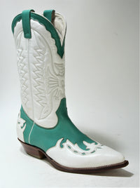 648 Don Quixote cowboy boots white green