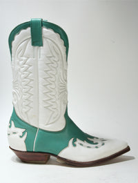 648 Don Quixote cowboy boots white green