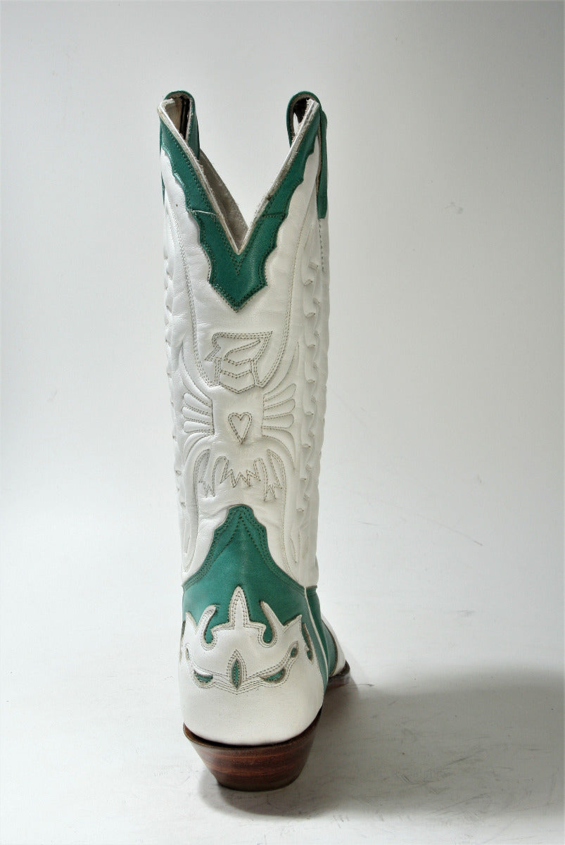 648 Don Quixote cowboy boots white green