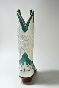 648 Don Quixote cowboy boots white green