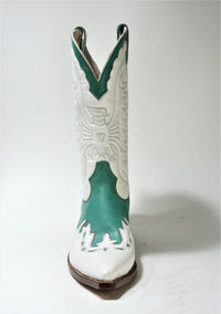 648 Don Quixote cowboy boots white green