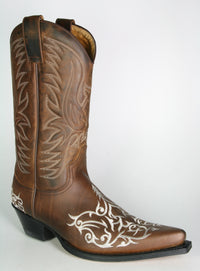 6754 Sendra Cowboystiefel braun Stickung