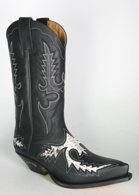 6867 Sendra Cowboystiefel Negro Python Natural