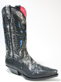 6885 Sendra Boots Cowboystiefel Negra Flora Blanco