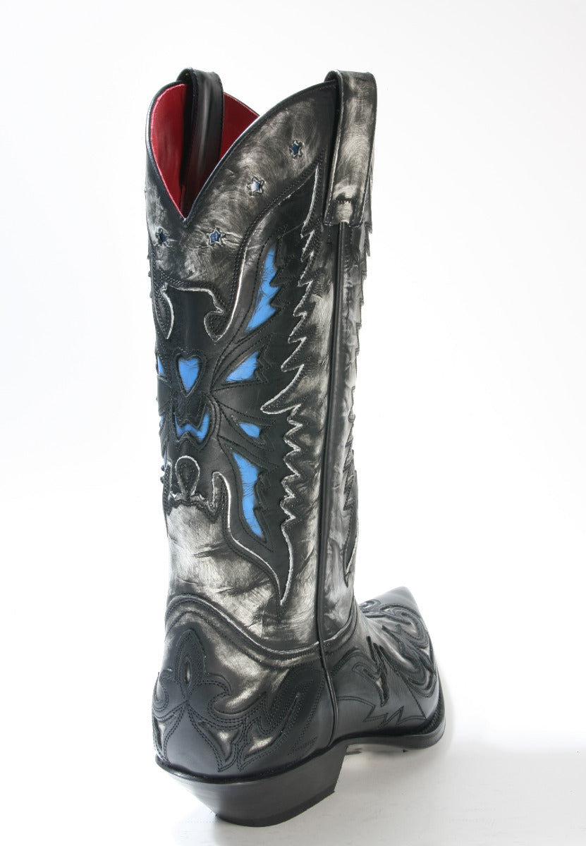 6885 Sendra Boots Cowboystiefel Negra Flora Blanco