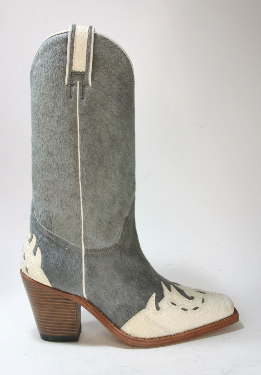 7003 Sancho cowboy boots Python Blanco Pelo Grey