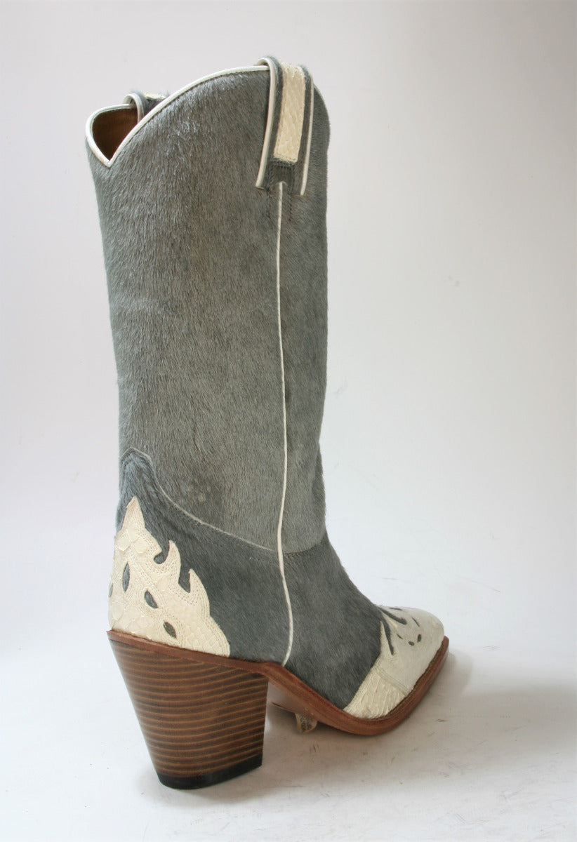 7003 Sancho cowboy boots Python Blanco Pelo Grey
